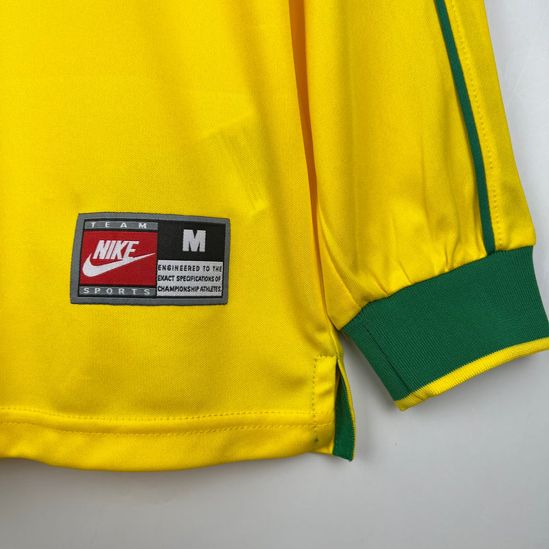 Camisa Brasil 1998 Manga Longa Retrô