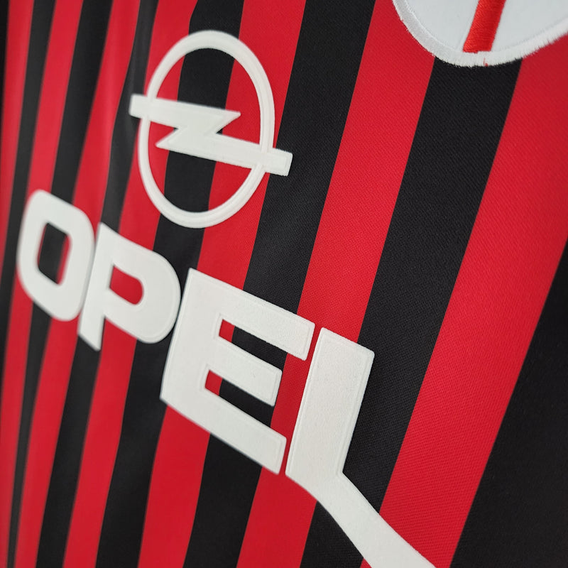 Camisa AC Milan 1999/00 Manga Longa Retrô Home