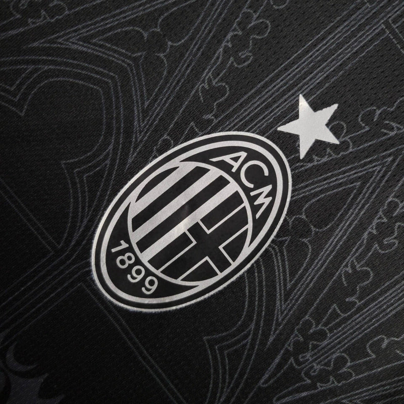 Camisa AC Milan x Pleasures "Luz e Trevas" Torcedor 2024/25 Masculino - Preta