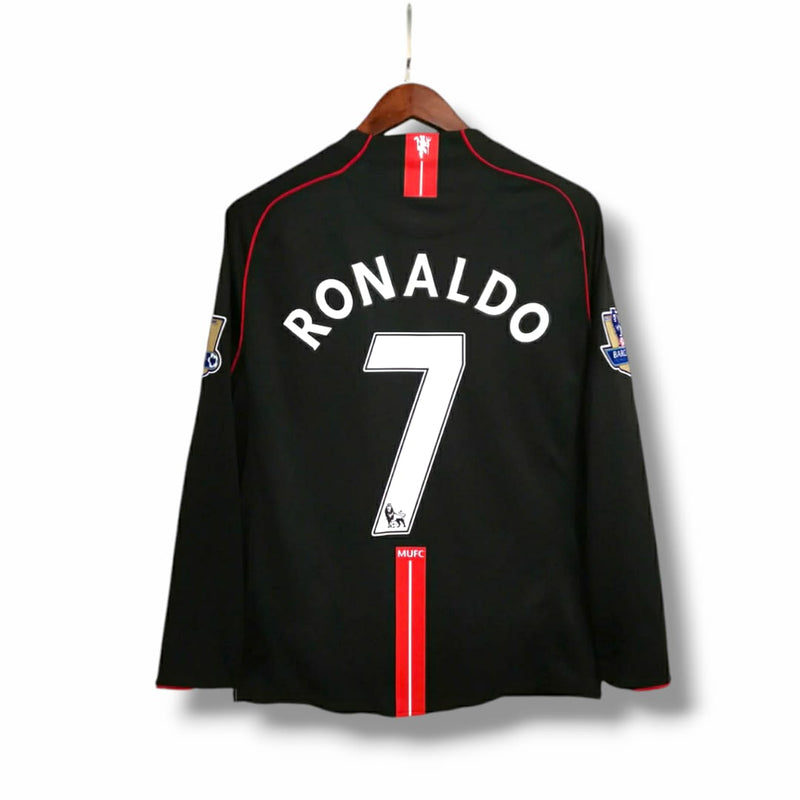 Camisa 2 Manchester United 2007/08 Manga Longa + Patchs -
