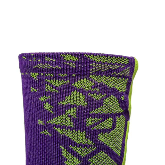 Meias Futebol Antiderrapante Cano Baixo - Roxo com detalhes no ver limão e branco