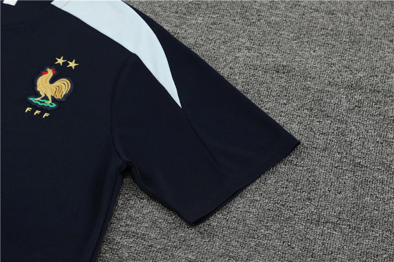 Kit Treino Seleção França Nike 24/25 Camisa e Bermuda Azul Marinho Masculino