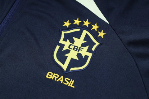 Conjunto de Agasalho Brasil Azul Marinho e Amarelo 2022/23