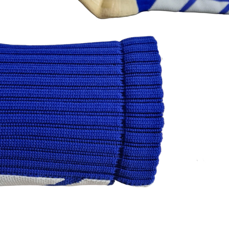 Meias de Futebol Antiderrapante Cano Baixo - Azul com detalhes branco