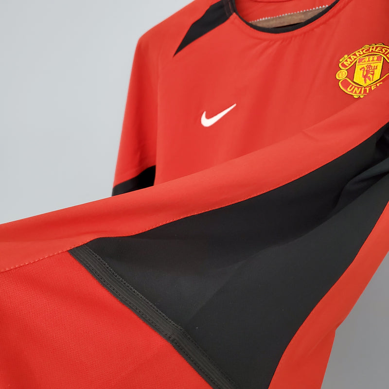 Camisa Manchester United 2002/04 Manga Longa Home
