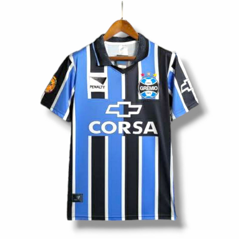 Camisa Retrô Grêmio I 1998 - Masculina Penalty - Preta e azul