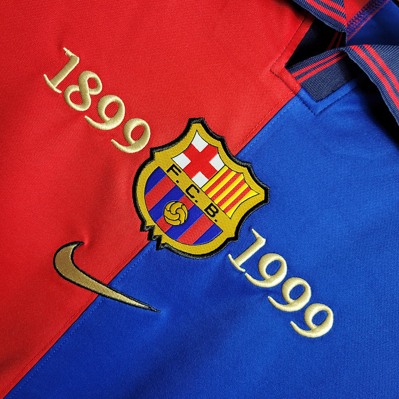 Camisa Barcelona Centenário Manga Longa Retrô
