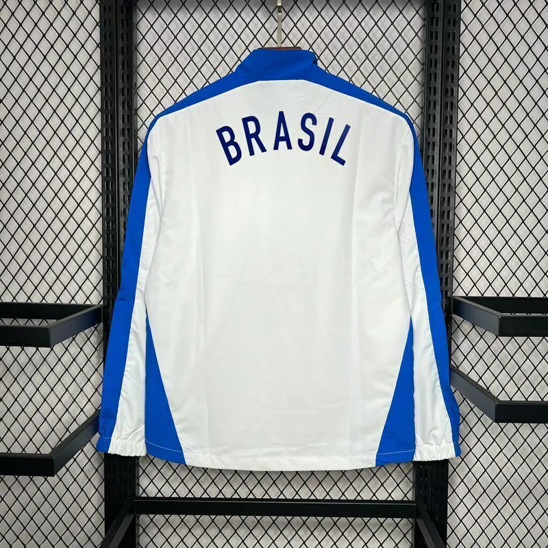 Blusa Corta Vento Seleção Brasil Unissex Retrô 1994 - Branco e Azul