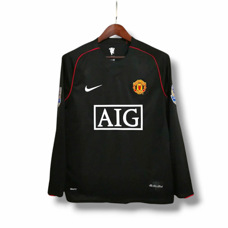 Camisa 2 Manchester United 2007/08 Manga Longa + Patchs -