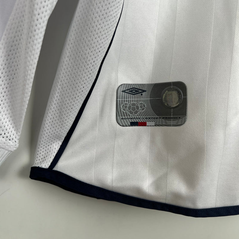 Camisa Inglaterra 2002 Manga Longa Retrô