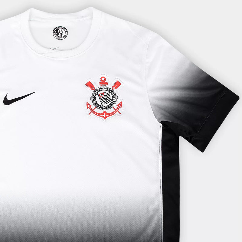 Camisa Corinthians I 2024/25 Torcedor Nike Masculina - Branco+Preto
