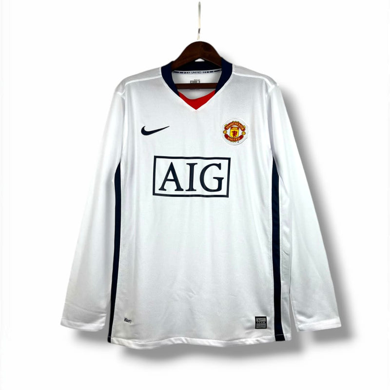 Camisa Manchester United 2007/08 Manga Longa Branca