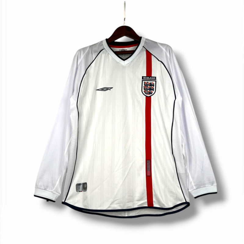 Camisa Inglaterra 2002 Manga Longa Retrô
