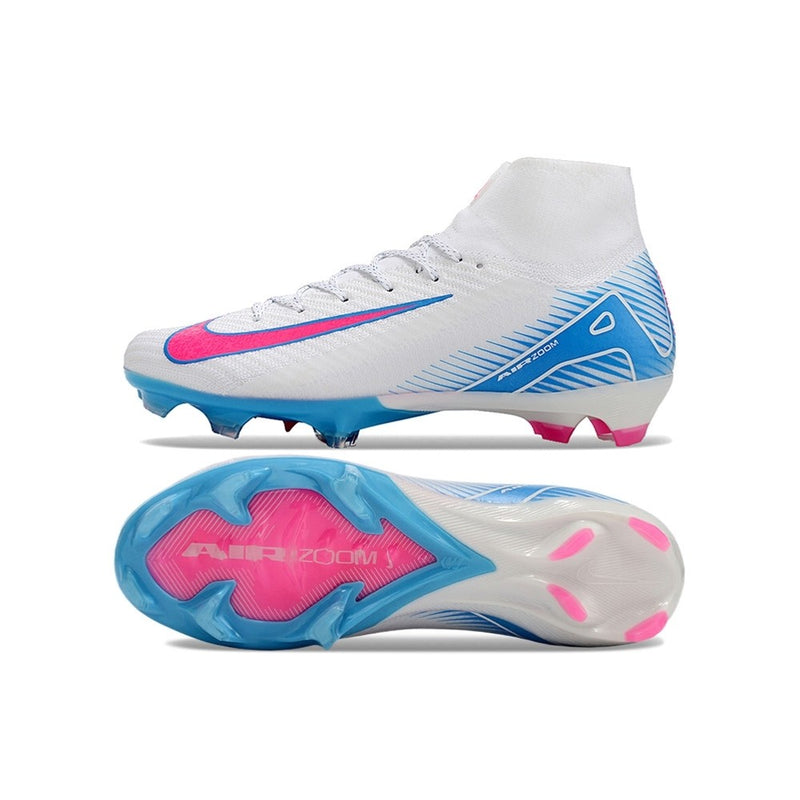 Chuteira de Campo NIKE Air Zoom Superfly 10 Elite FG Branco/Azul/Rosa - CANO ALTO