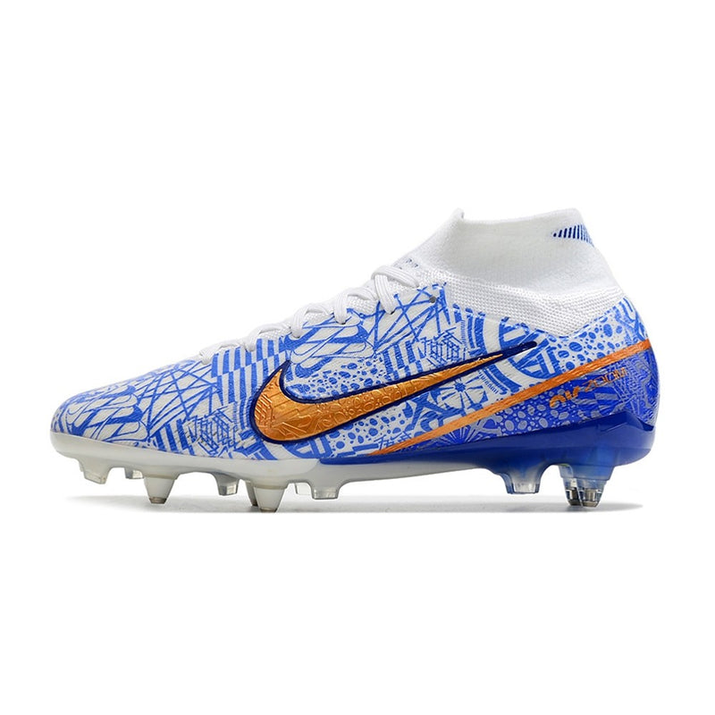 Chuteira de Campo NIKE Air Zoom Mercurial Superfly 9 Elite SG Anti-Clog Azul CR7 - CANO ALTO