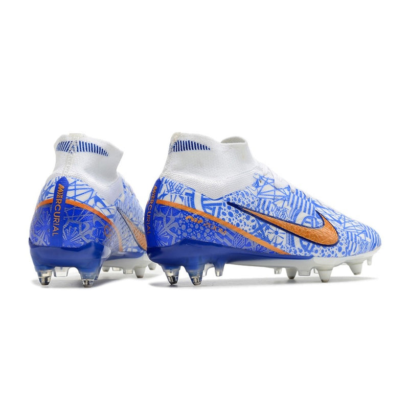 Chuteira de Campo NIKE Air Zoom Mercurial Superfly 9 Elite SG Anti-Clog Azul CR7 - CANO ALTO