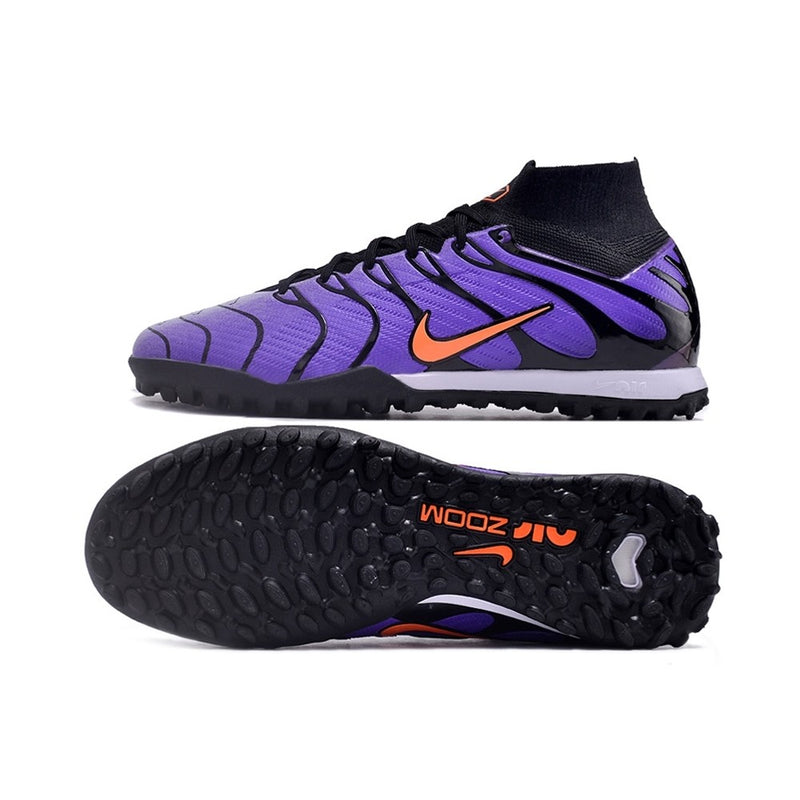 Chuteira NIKE Air Zoom Mercurial Superfly 9 Elite Society TN Roxo/Preto - CANO ALTO