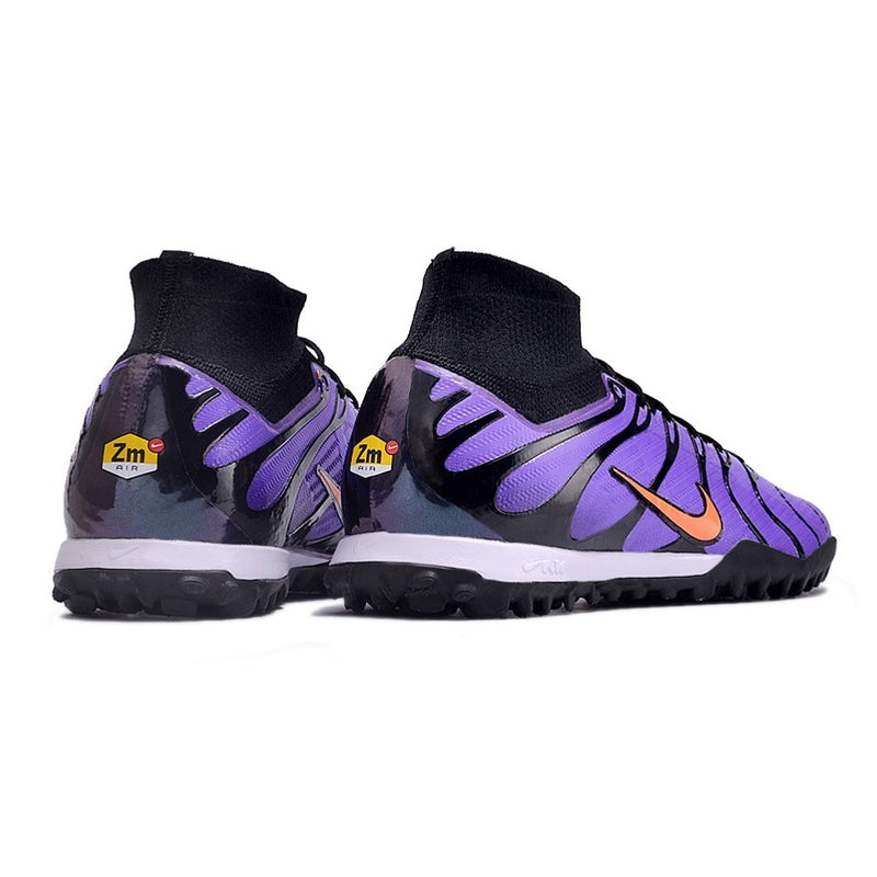 Chuteira NIKE Air Zoom Mercurial Superfly 9 Elite Society TN Roxo/Preto - CANO ALTO