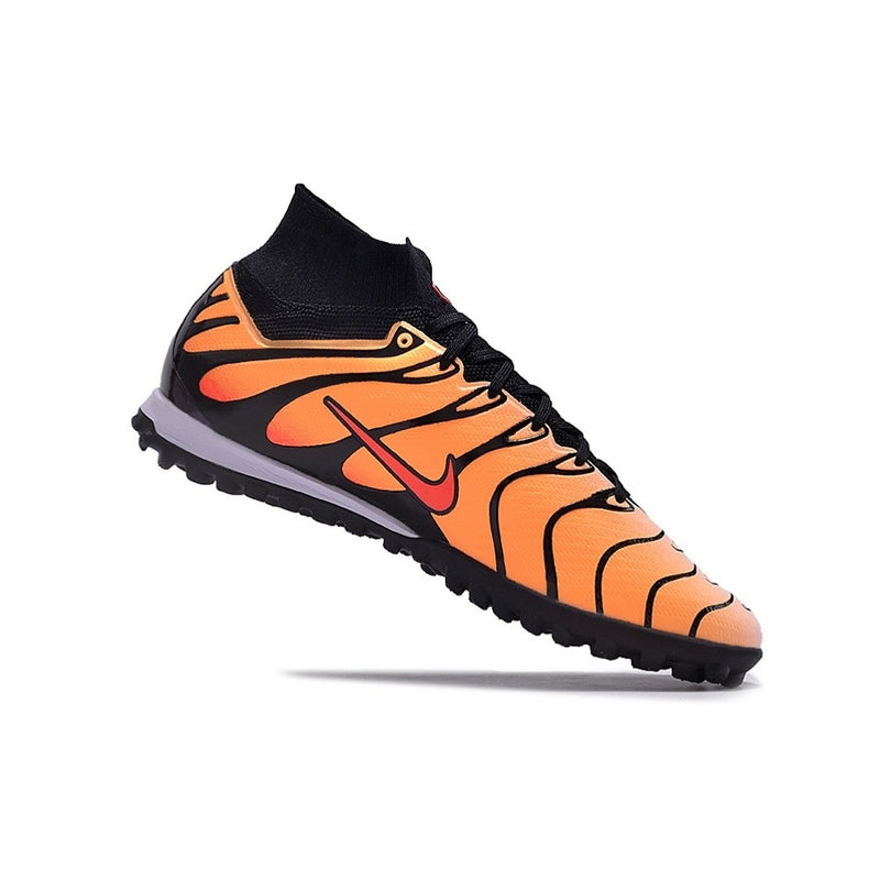 Chuteira NIKE Air Zoom Mercurial Superfly 9 Elite Society TN Laranja/Preto - CANO ALTO