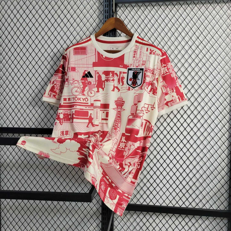 Camisa Japão 2023 - Torcedor Masculina ( Edição Especial Tokyo ) - Branca e Rosa